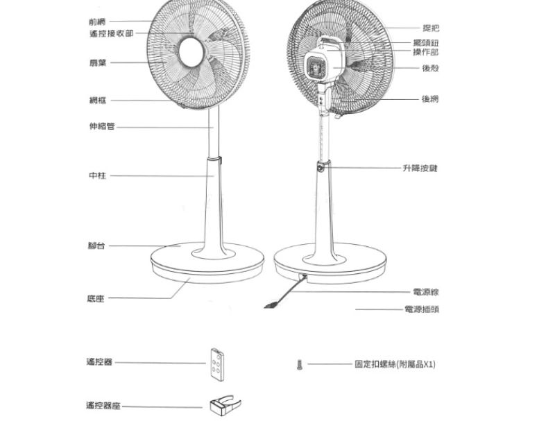 【PINOH品諾】 16吋DC變頻遙控立扇電風扇DF-1609DR