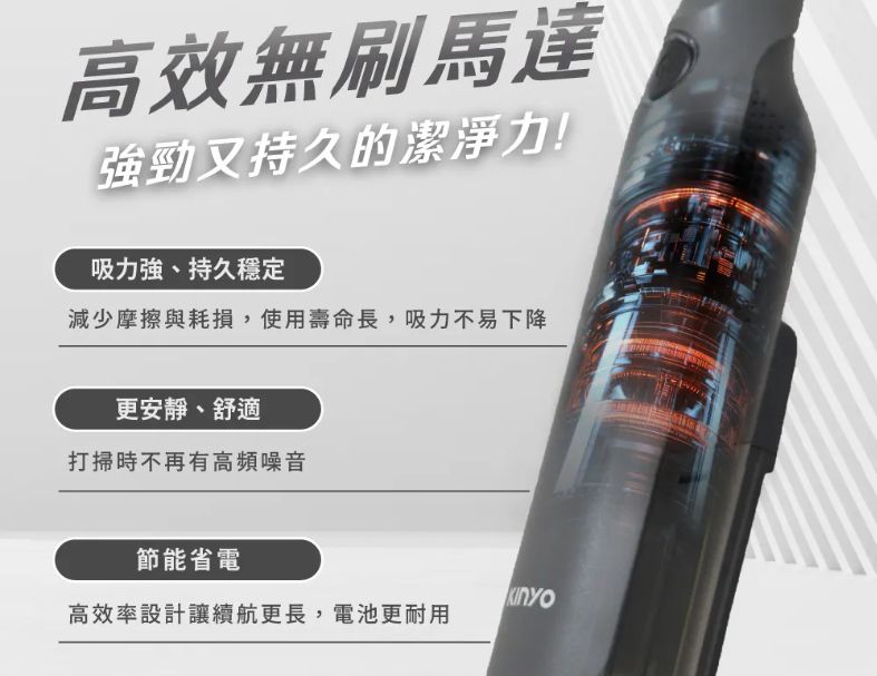 【KINYO】PureVac極勁吸．多功能無線無刷吸塵器 (KVC-036)
