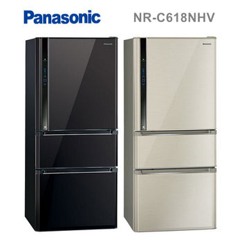 Panasonic 610公升三門變頻冰箱(NR-C618NHV)光釉黑/香檳金