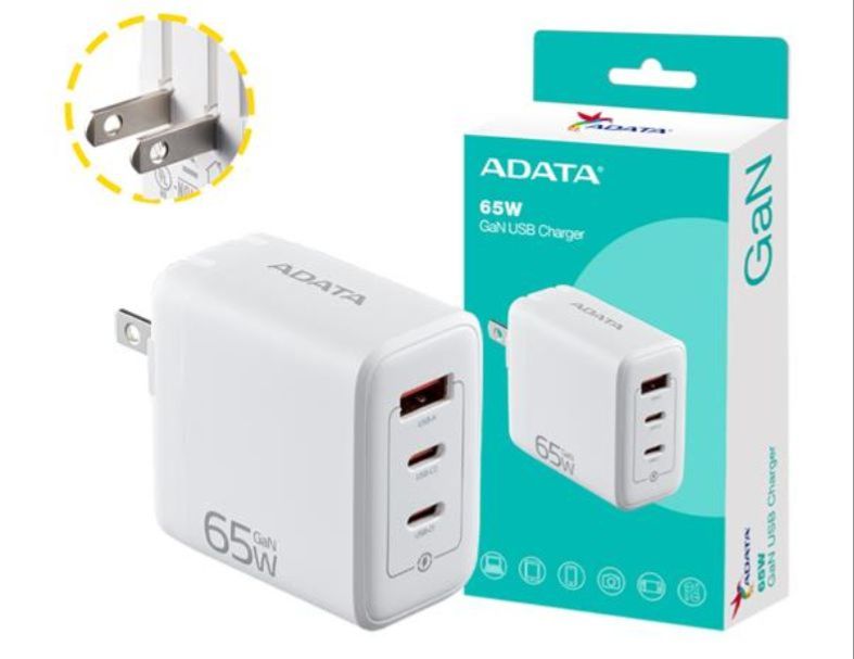 威剛65W GaN氮化鎵充電器(3孔) (白) (黑)