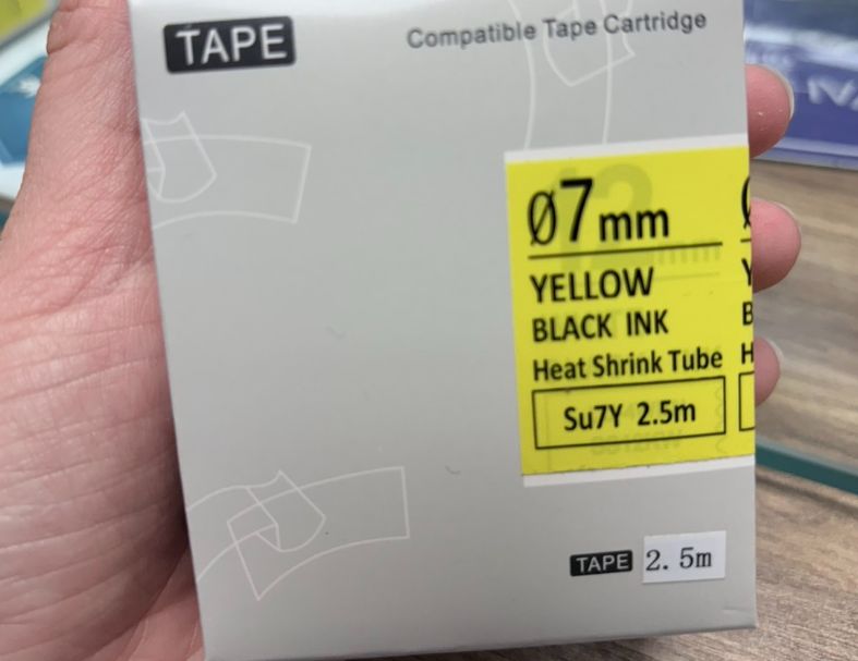 熱縮套管標籤色帶 副廠熱縮套管標籤 Φ15mm Φ7mm 黃底黑字