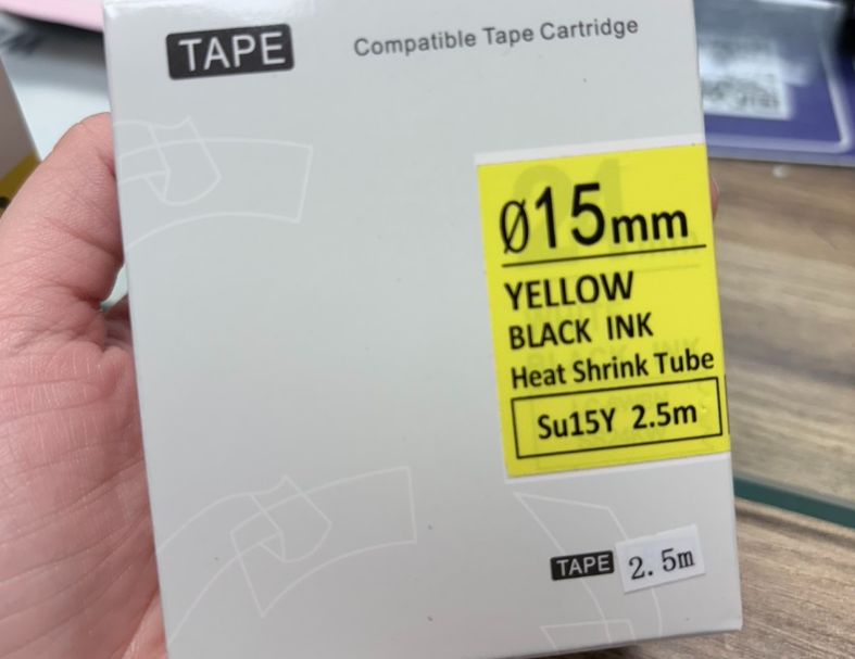 熱縮套管標籤色帶 副廠熱縮套管標籤 Φ15mm Φ7mm 黃底黑字
