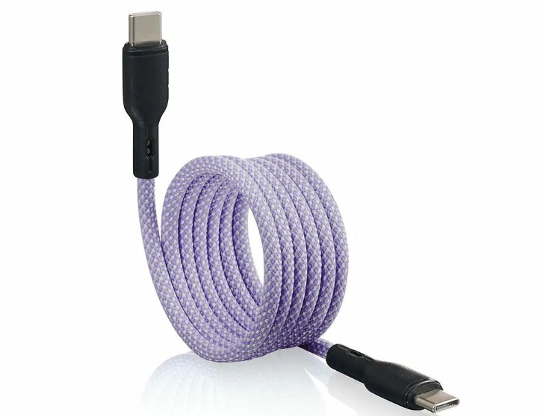 【KINYO】Type-C to Type-C 磁吸秒收充電傳輸線-1M (USB-TYC09) 紫色/白色