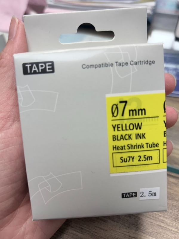 熱縮套管標籤色帶 副廠熱縮套管標籤  Φ15mm   Φ7mm 黃底黑字